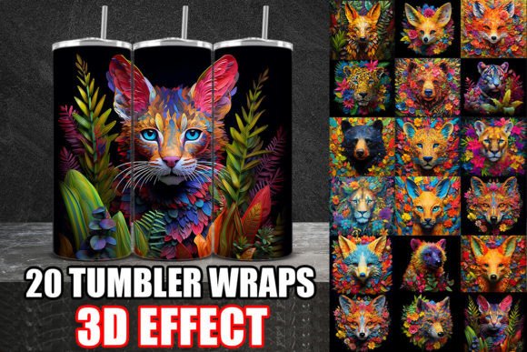 3D Colorful Animals Tumbler Wrap