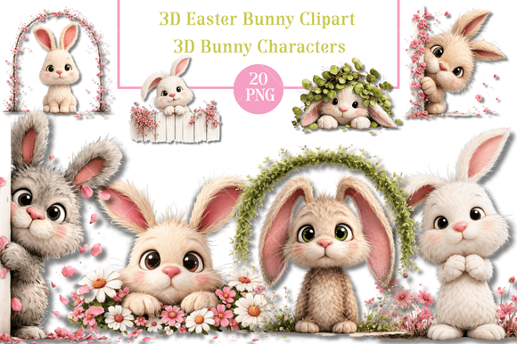 3D Easter Clipart Spring Bunny
