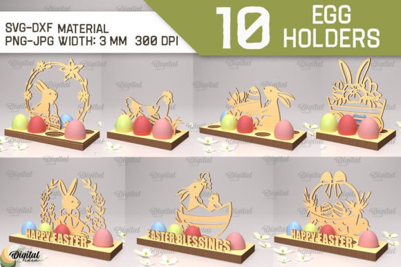 3D Easter Egg Holder Laser Cut Bundle