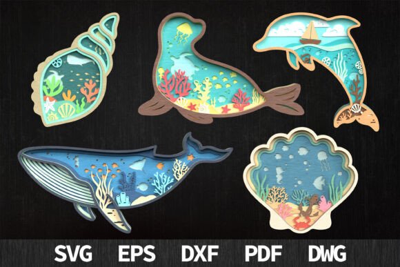 3D Ocean World Laser Cut SVG Bundle
