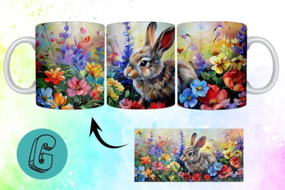 3D Oil Paint Easter Bunny Mug Wrap 15