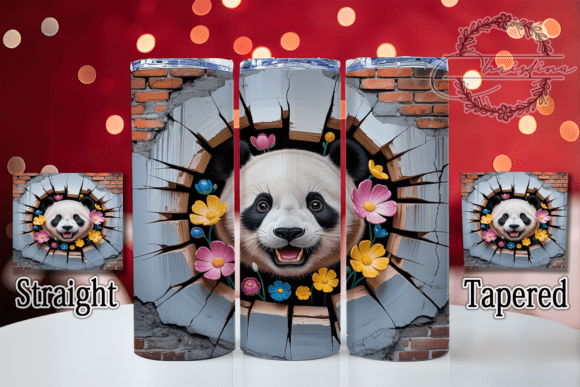 3D Spring Floral Panda Tumbler Design