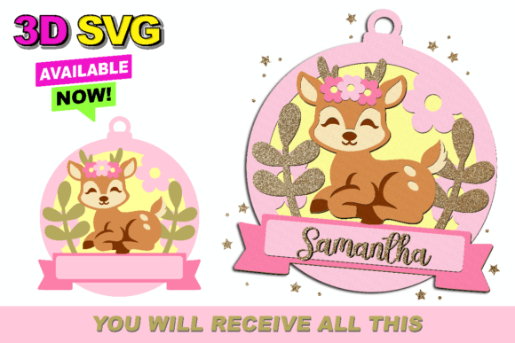 Baby Name Sign Deer 3D SVG