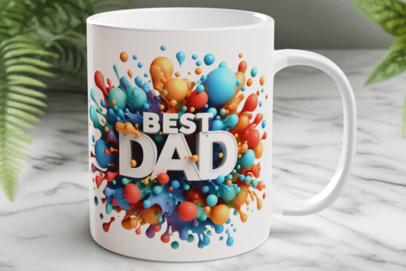Best Dad 3D Colorful Abstract Design PNG