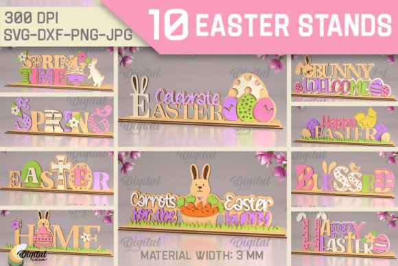 Easter Stands SVG. 3D Stands Laser Cut