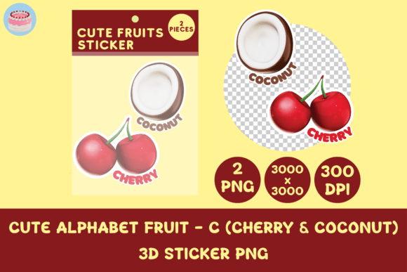 Elevate Your Creative Projects with the Cute Alphabet Fruit - C 3D Sticker Png