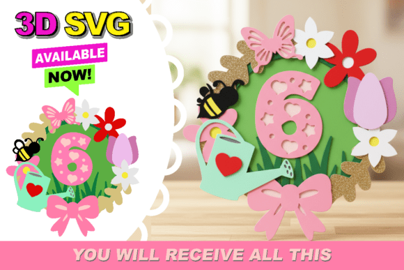Flowers Shaker Cake Topper 3D SVG