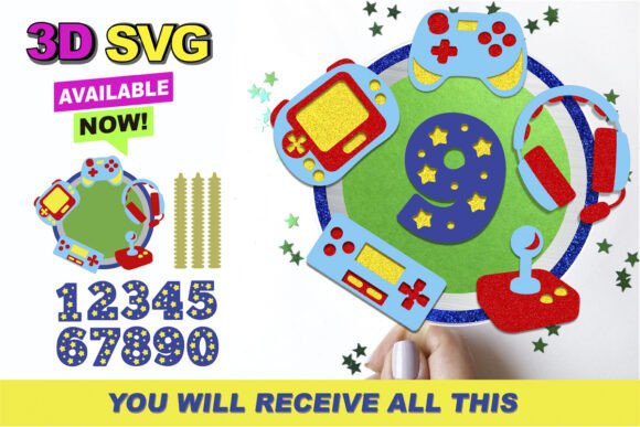 Gamer Cake Topper 3D SVG