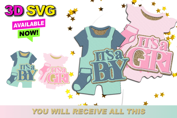 Gender Reveal Announcement Sign 3D SVG