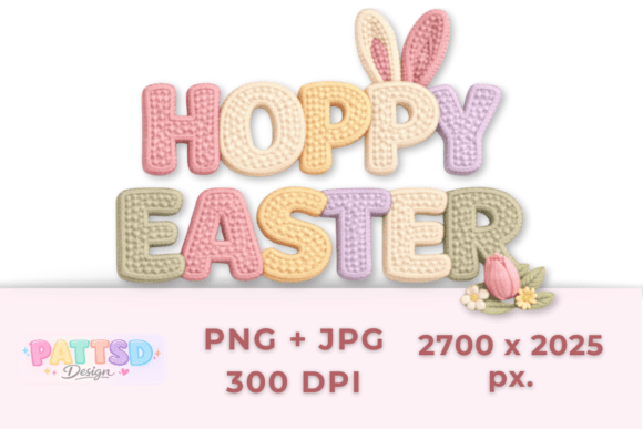 Hoppy Easter 3D Thread Letters JPG PNG