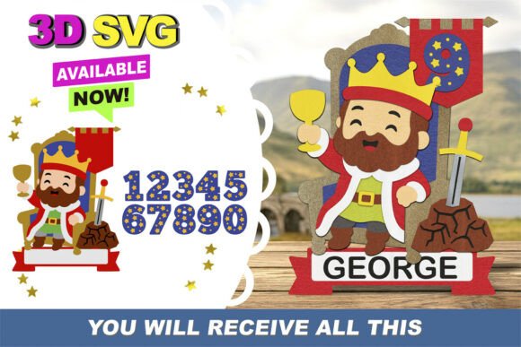 King Cake Topper 3D SVG
