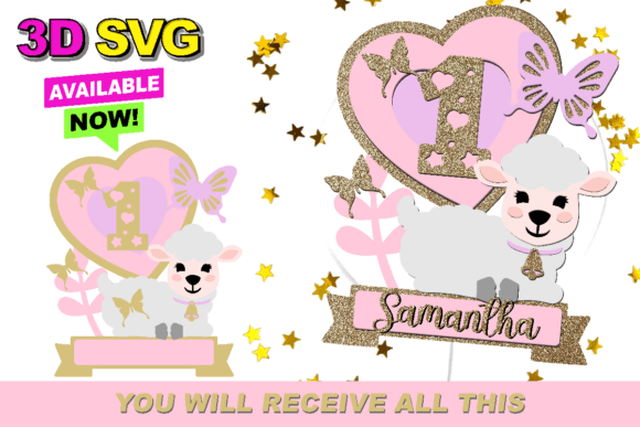 Lamb Cake Topper 3D SVG
