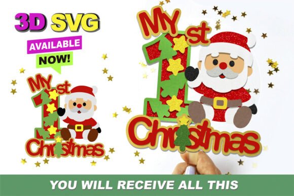 My First Christmas Topper 3D SVG