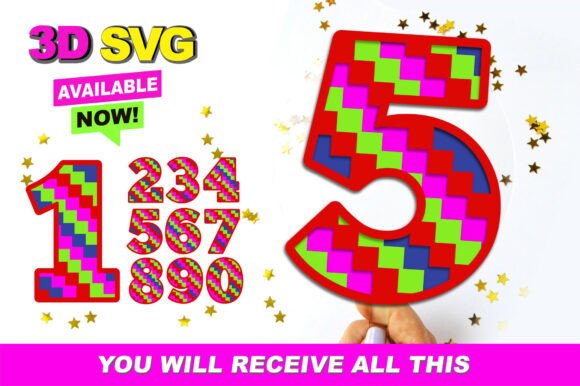 Pixel Numbers 3D SVG