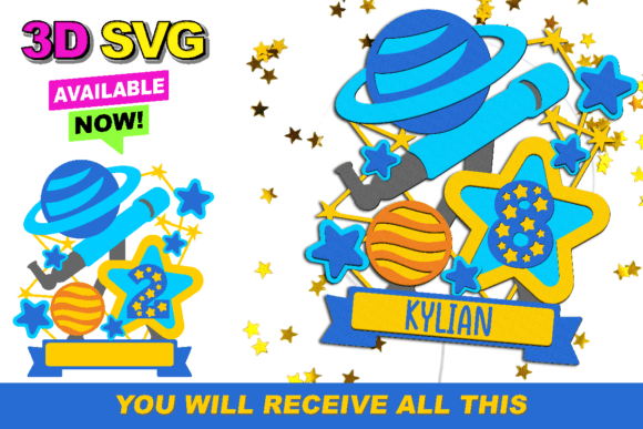 Stars Gazer Cake Topper 3D SVG