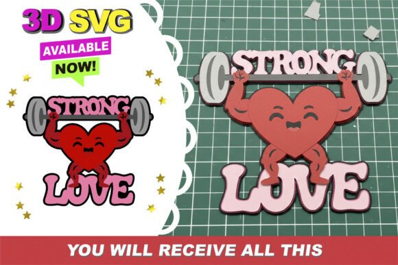 Strong Love Cake Topper 3D SVG