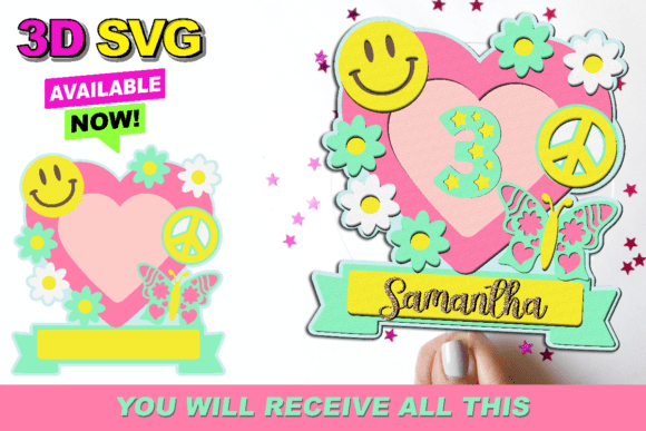 Transforming Digital Files into Tangible Memories: The Groovy Hippie Cake Topper 3D SVG Collection