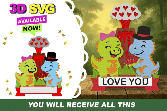 Unleash Your Inner Crafter with the Dino Love Cake Topper 3D SVG Collection
